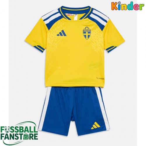 Schweden Replik Heimtrikot Kinder WM 2026 Kurzarm (+ Kurze Hosen)